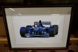 Formula 1, Damon Hill Williams FW17 print, signed by Robert Egan