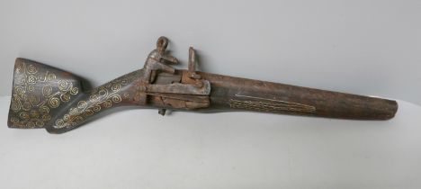 An Ottoman Empire children's flintlock rifle, recovered from a farmhouse in Belgium prior to