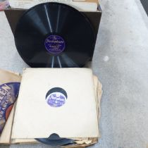 A collection of 78rpm records, Charlie Parker, Tommy Dorsey, Ted Heath etc., and others including