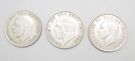 Two rare date 1930 half-crowns and a 1942 half-crown
