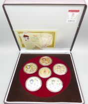 A Beijing Olympics Ltd Young Master Athletics commemorative medallion set, made from gilt copper,