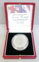 A Royal Mint 100th Anniversary of the Entente Cordiale Platinum Proof Piedfort Crown, No. 130, .9995