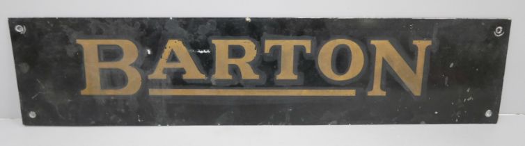 A Barton bus metal sign, 45.5cm x 10cm