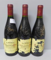 Three bottles of 2011 Chateauneuf du Pape Cellier des Dauphins