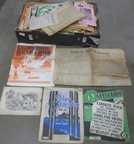 A box of ephemera, newspapers, sheet music, etc. **PLEASE NOTE THIS LOT IS NOT ELIGIBLE FOR