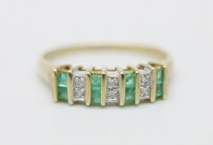 A 9ct gold, emerald and diamond ring, 3.4g, Z