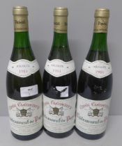 Three bottles of 1984 Chateauneuf du Pape Cuvee Clement V