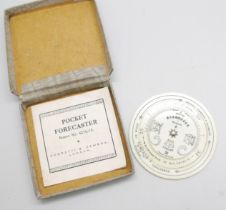 A Negretti & Zambra pocket Forecaster, boxed with Directions leaflet