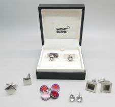 A pair of 925 silver Mont Blanc Germany cufflinks, with box, a pair of hallmarked silver and