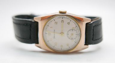 A gentleman's 9ct gold Helvetia wristwatch, London 1946, 25mm case