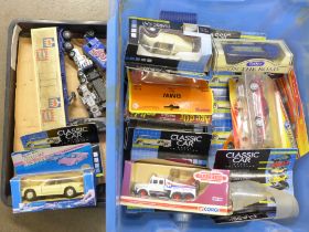 A collection of die-cast model vehicles, majority boxed