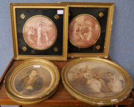 Four engravings including one by F. Bartolozzi, all framed