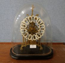 A gilt metal fusee skeleton clock