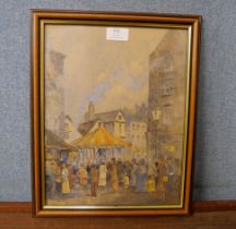 Stacey Blake, Goose Fair on the Poultry, 1926, watercolour, framed
