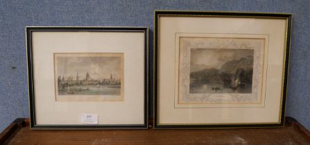A pair of Victorian framed engravings, Oxford and Cliefden, framed