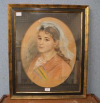 K. Bernheim, portrait of a woman, pastel, dated 1890, framed