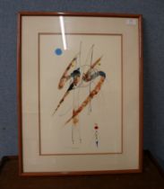 British Modernist School, abstract print, framed