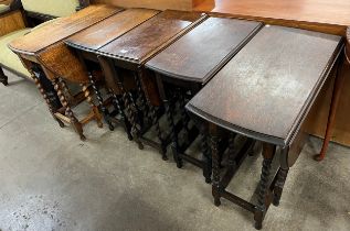 Five oak barleytwist gateleg tables