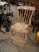 A Victorian elm and beech child's high chair