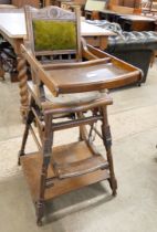 A Victorian beech metamorphic child's high chair and an Edward VII occasional table