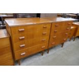 A pair of Gimson & Slater Ltd. Vesper Furniture teak four drawer chests