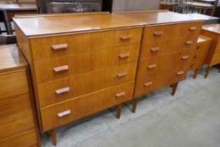 A pair of Gimson & Slater Ltd. Vesper Furniture teak four drawer chests