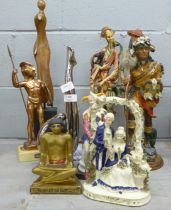 A collection of assorted figures including Native American, oriental, etc. **PLEASE NOTE THIS LOT IS