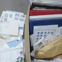 Stamps; a box of stamps, covers, etc., loose and in albums