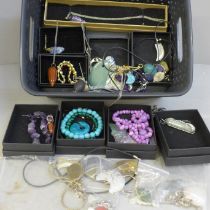 A collection of semi-precious stone jewellery