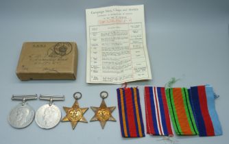 A group of four WWII medals