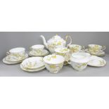 An Adderley fine bone china Chinese Blossom part tea set, five cups, seven saucers and tea plates,