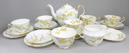 An Adderley fine bone china Chinese Blossom part tea set, five cups, seven saucers and tea plates,