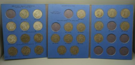 A half crown run 1941 to 1967 (six x 50% silver), 25 coins only, 1965 missing