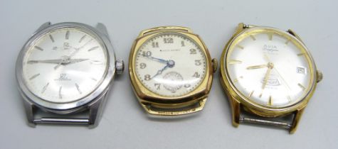 Three wristwatches including Avia Daytyme automatic day-date wristwatch with 30 jewels