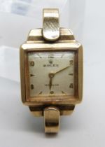 A lady's 9ct gold Rolex Precision wristwatch, no crown