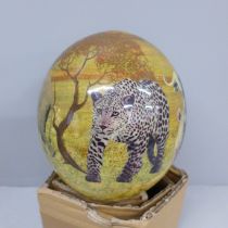 An ostrich egg from South Africa with decoration of wildlife