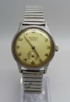 A gentleman's Buren Grand Prix wristwatch with subsidiary second hand, 32mm case