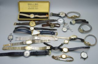 A collection of lady's wristwatches including Timex, Rotary, Services and Smiths