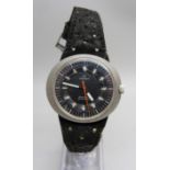 A gentleman's Omega Dynamic black dial wristwatch with original strap and buckle