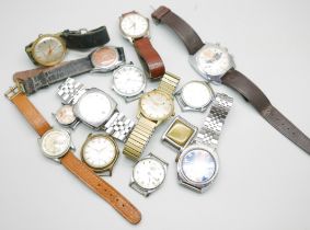 An Exactima chronograph wristwatch, others include Titus, Smiths, Oriosa, etc.