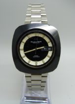 A gentleman's black tungsten steel IWC Schaffhausen Edison Electronic day/date wristwatch, circa