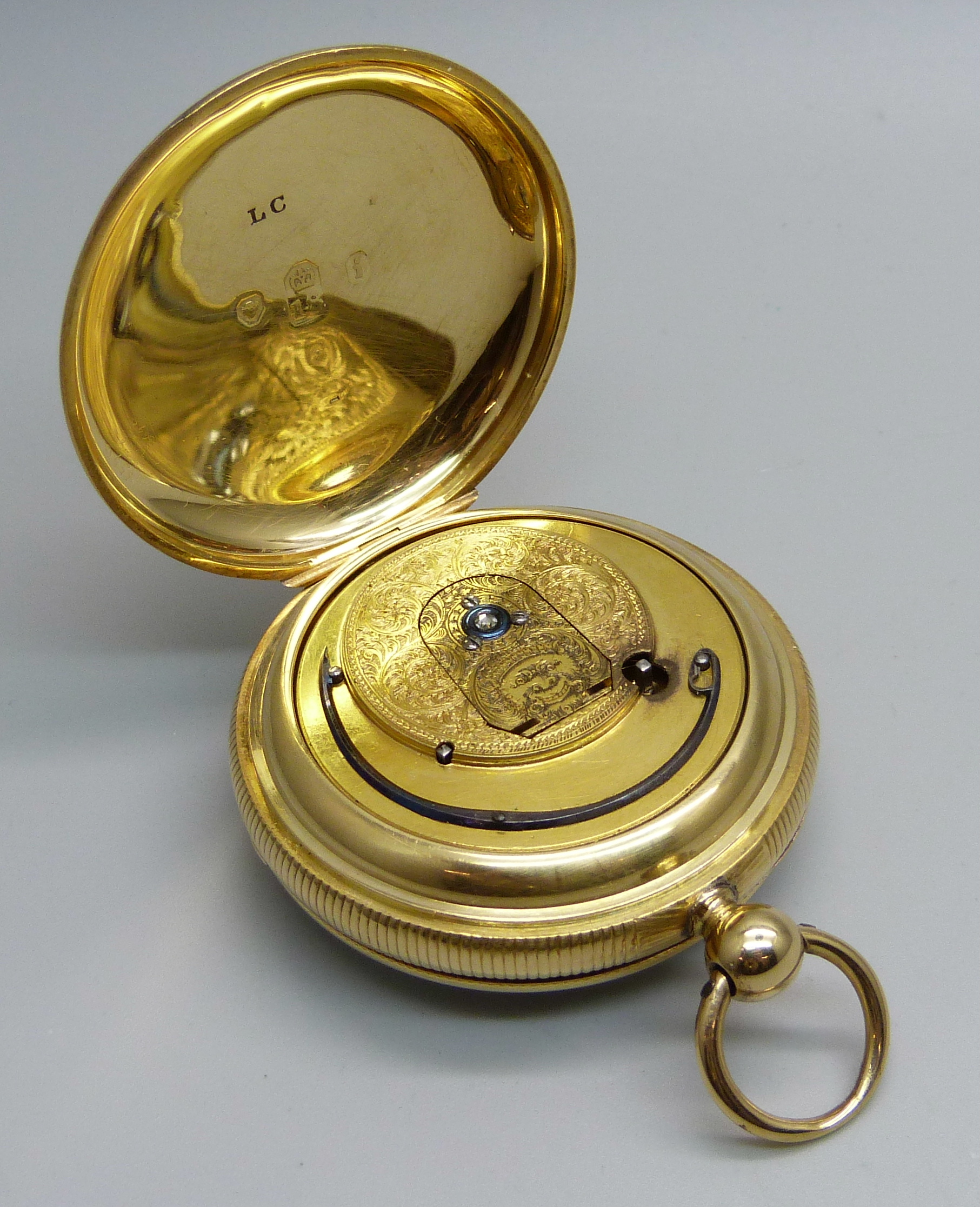 An 18ct gold fusee pocket watch with diamond end stone, by J.E. Lawson, Bishopsgate Within, the case - Image 5 of 9
