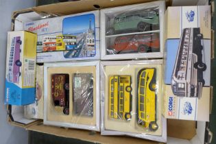 Seven Corgi Commercials and Classics model vehicle sets including Corgi Blackpool Set, boxed