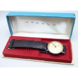 A gentleman's Eterna wristwatch, boxed, 29mm case, lacking crown and glass