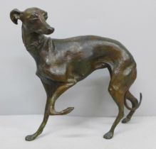 A bronze model of a greyhound