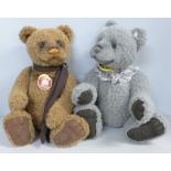 Two Charlie Bears; Aloysius and Horatio with tags, by Isabelle Lee, height of both 40cms
