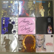 Ten David Bowie LP records and 12" singles