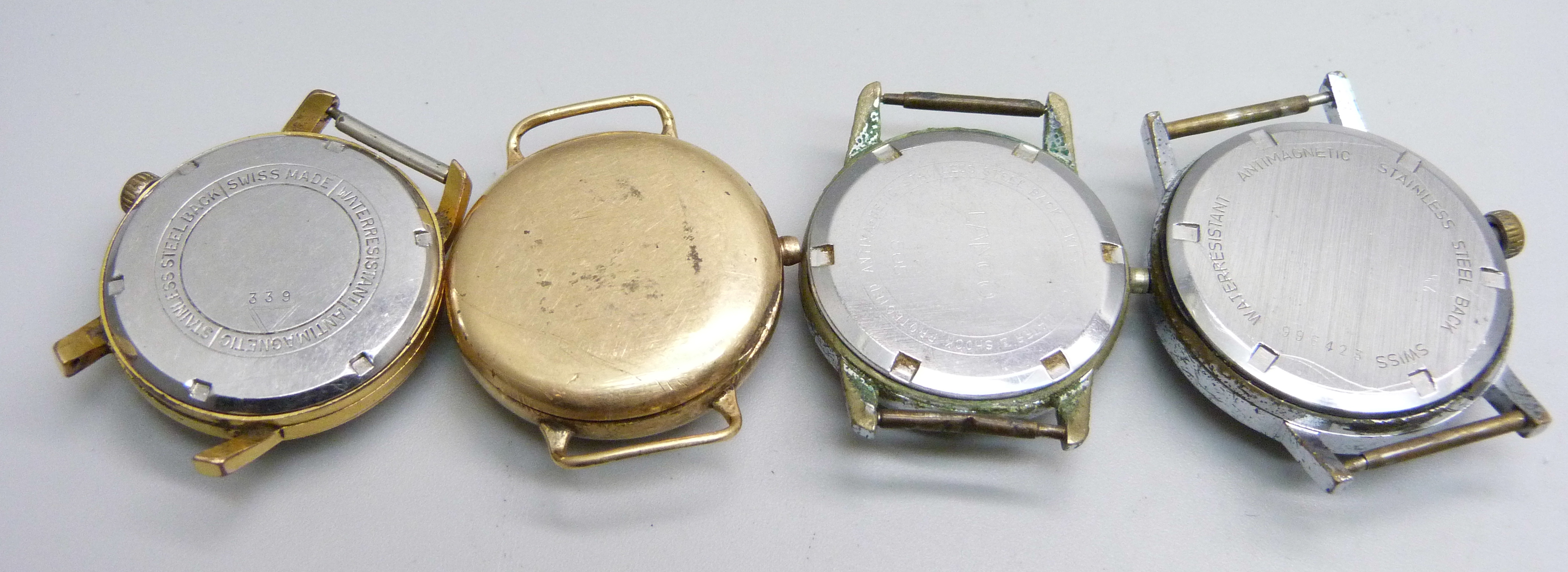 Four gentleman's wristwatches, two lacking crowns - Image 2 of 2