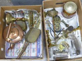 Brassware and a copper kettle (two boxes)**PLEASE NOTE THIS LOT IS NOT ELIGIBLE FOR POSTING AND