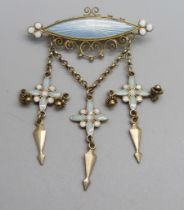 A Norwegian silver and enamelled brooch by Marius Hammer, 39mm wide